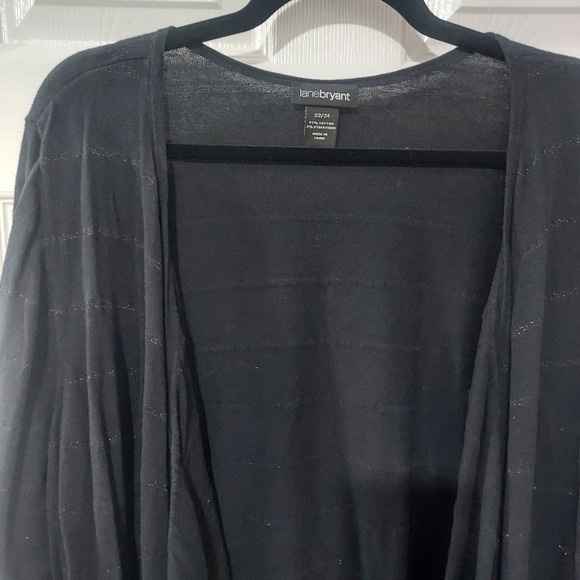 Lane Bryant Black with Simmer Stripes Open Front 3/4 Sleeve Cardigan Size 22/24 - Picture 3 of 10